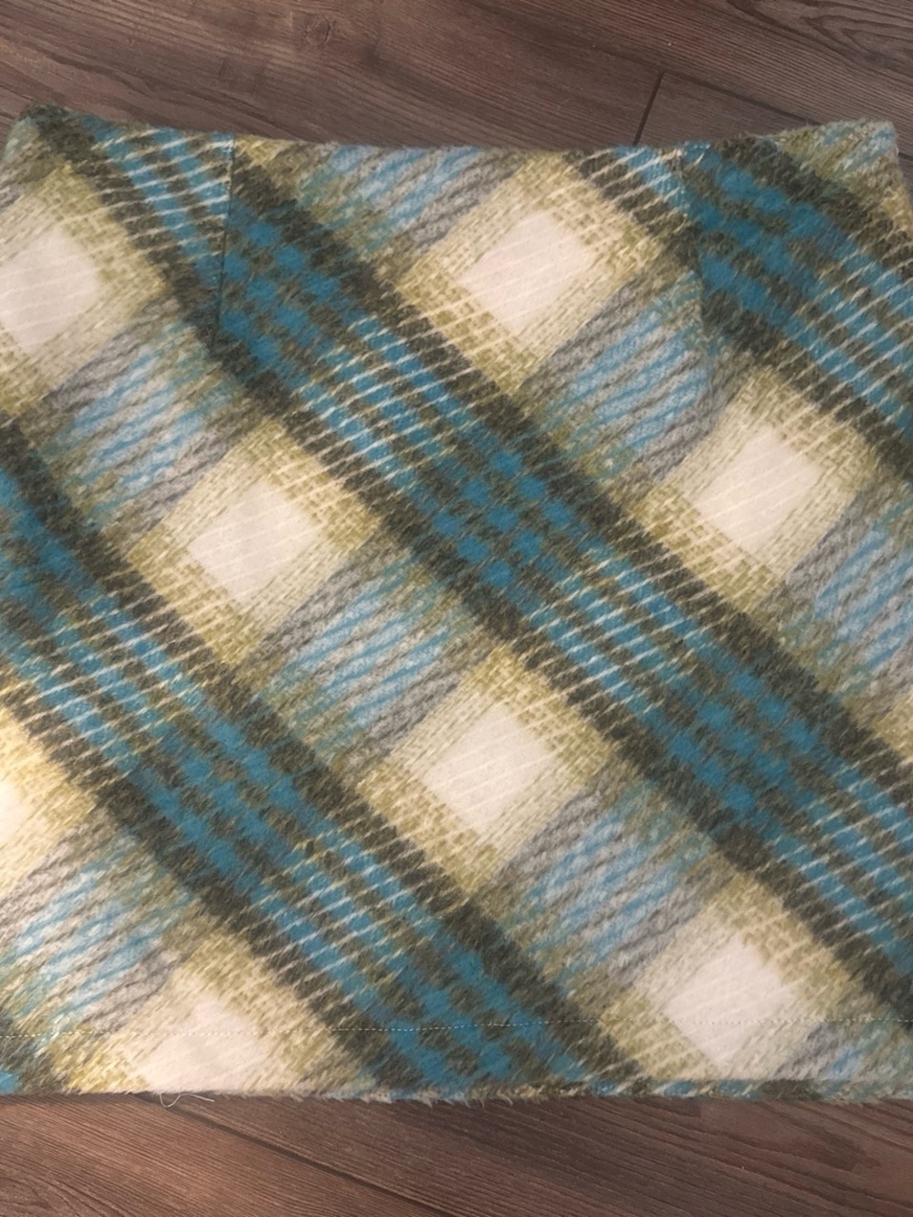 Hem & Thread Plush Throw Blanket in Teal, Olive & Cream